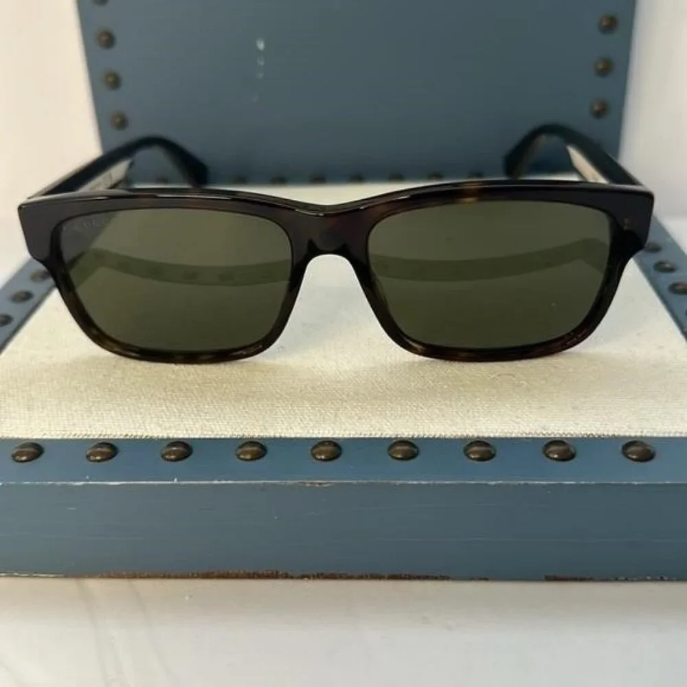 💯 Authentic- New Gucci GG0340S 008 Brown Green Sunglasses